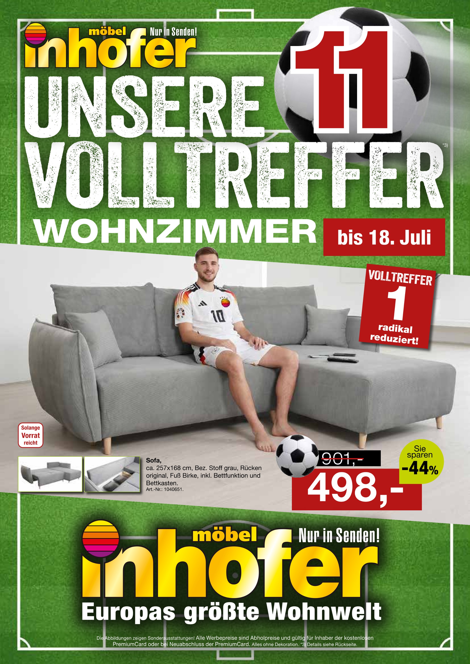 Möbel Inhofer Prospekt für Burladingen: UNSERE VOLLTREFFER - WOHNZIMMER, 6 Seiten, 11.06.2026 - 18.07.2026